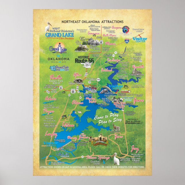 Mapa de atrações do Grand Lake OK 19 Poster (Frente)