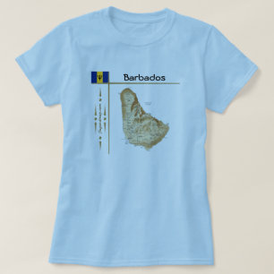 Mapa de Barbados + Sinalizador + Título T-Shirt