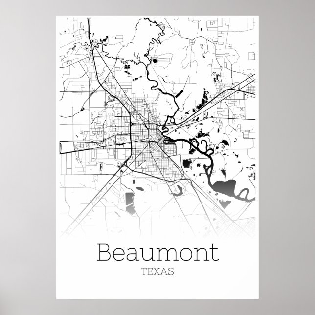 Mapa de Beaumont - Texas - Poster do Mapa da Cidad (Frente)