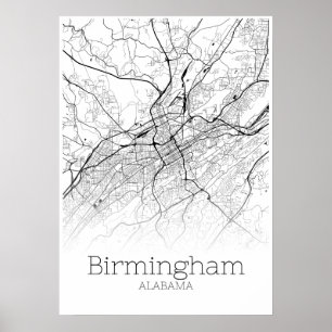 Mapa de Birmingham - Alabama - poster do mapa da