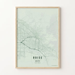 Mapa de Boise Sage Impressão Poster Arte de Parede