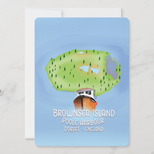 Mapa de Brownsea Island, Poole, dorset, Inglaterra (Frente)