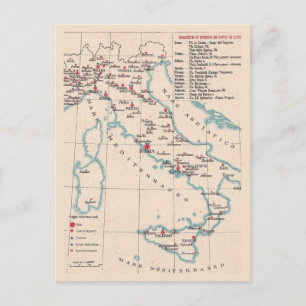 Mapa de cartão postal antigo da Itália