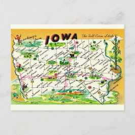 Mapa de cartão postal antigo de Iowa
