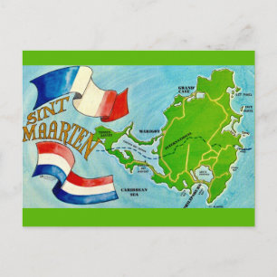Mapa de cartão postal da ilha de Sint Maarten 