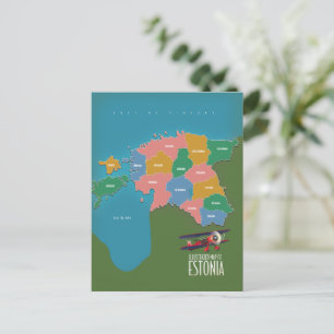 Mapa de cartão postal de viagem vintage da Estônia