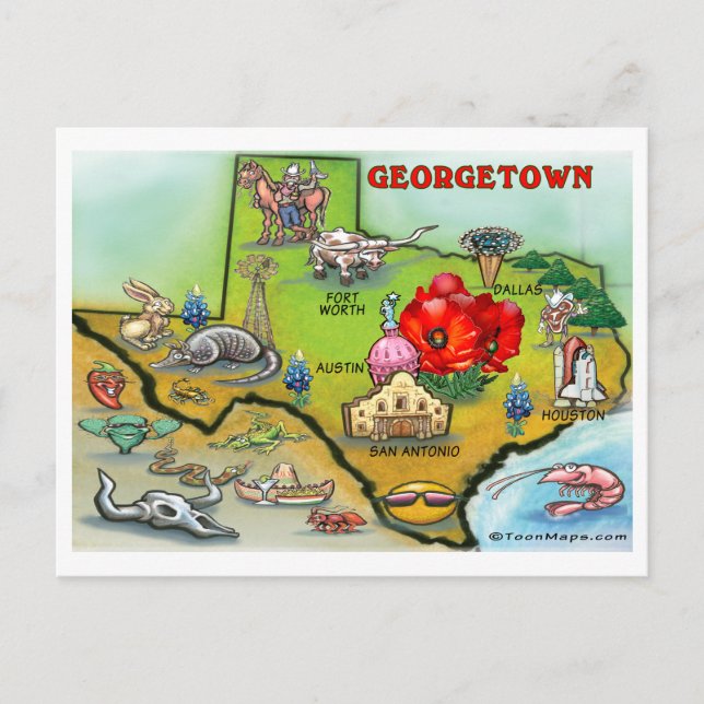 Mapa de Cartões de Georgetown Texas (Frente)