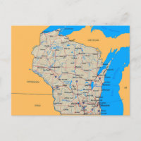 Mapa de Cartões Postes de Wisconsin