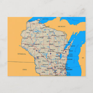 Mapa de Cartões Postes de Wisconsin