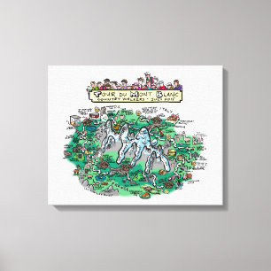 Mapa de cartoon Tour du Mont Blanc - canvas 20" x