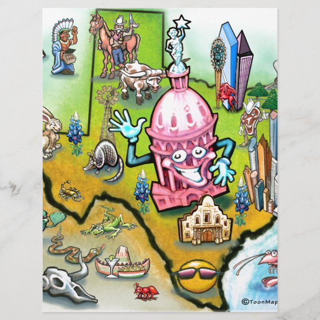 Mapa de Cartoons de Austin Texas (Frente)