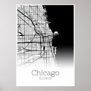Mapa de Chicago - Illinois IL - poster do mapa da