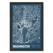 Mapa de Cidade de Washington D.C. em Poster Vintag