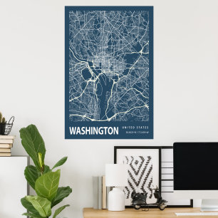 Mapa de Cidade de Washington D.C. em Poster Vintag