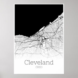 Mapa de Cleveland - Ohio - poster do mapa da