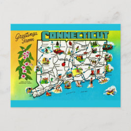 Mapa de Connecticut em cartão postal