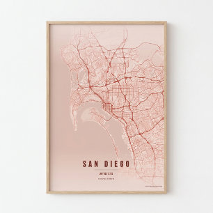 Mapa de Coral de San Diego Impressão Poster Arte d
