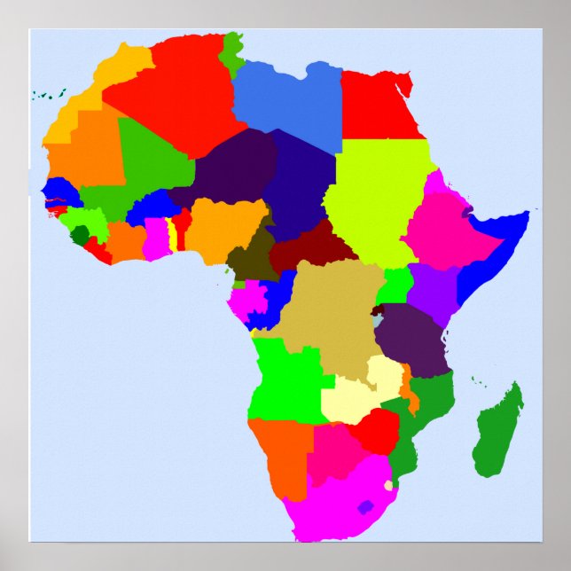 Mapa de cores da África - Poster - Vazio (Frente)