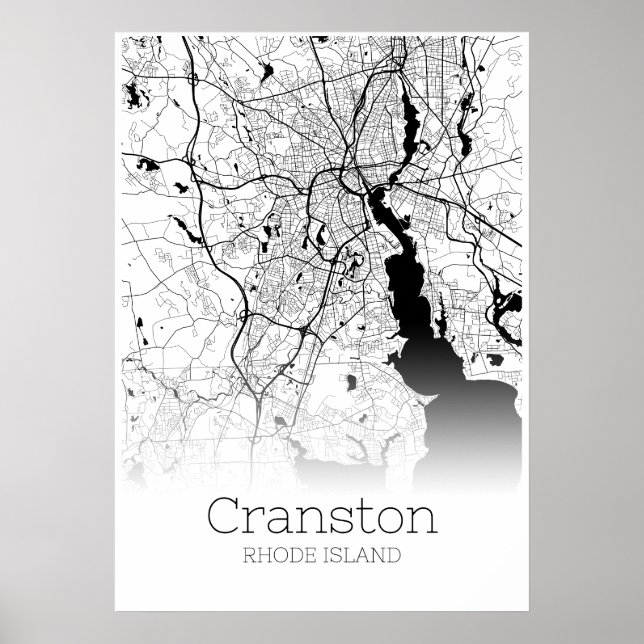 Mapa de Cranston - Rhode Island - Poster do mapa d (Frente)