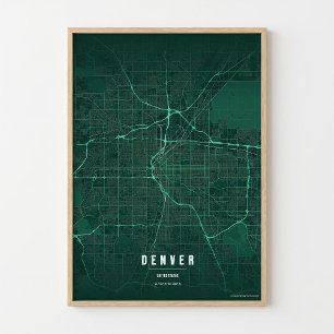 Mapa de Denver Impressão Cartaz da Cidade do Color