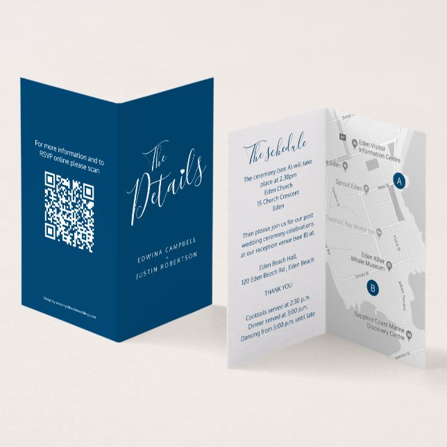 Mapa de detalhes de convidado de casamento mapa QR (Interior e exterior)