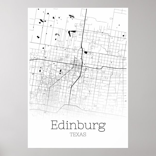 Mapa de Edimburgo - Texas - Poster do Mapa da Cida (Frente)