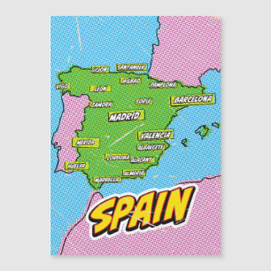 Mapa de Espanhas Ilustrado de pop Art
