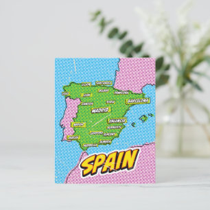 Mapa de Espanhas Ilustrado de pop Art