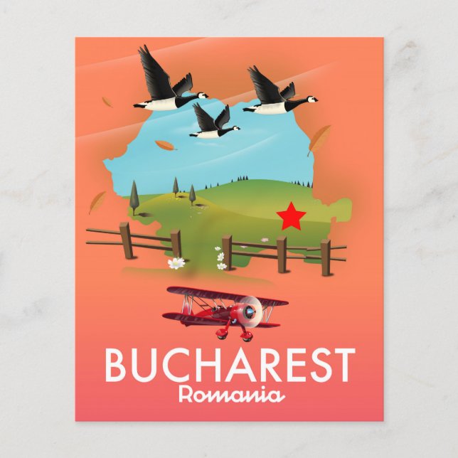 mapa de férias de Bucareste Romênia (Frente)