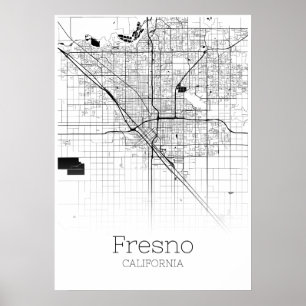 Mapa de Fresno - Califórnia - poster do mapa da