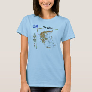 Mapa de grécias + Sinalizador + Título T-Shirt