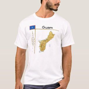 Mapa de Guam + Sinalizador + Título T-Shirt