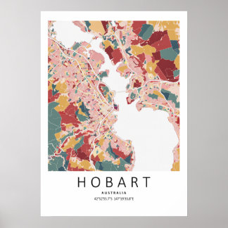 Mapa de Hobart Tasmânia Poster | Arte de Parede de