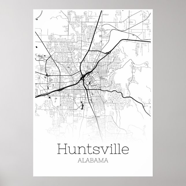 Mapa de Huntsville - Alabama - Poster do Mapa da C (Frente)