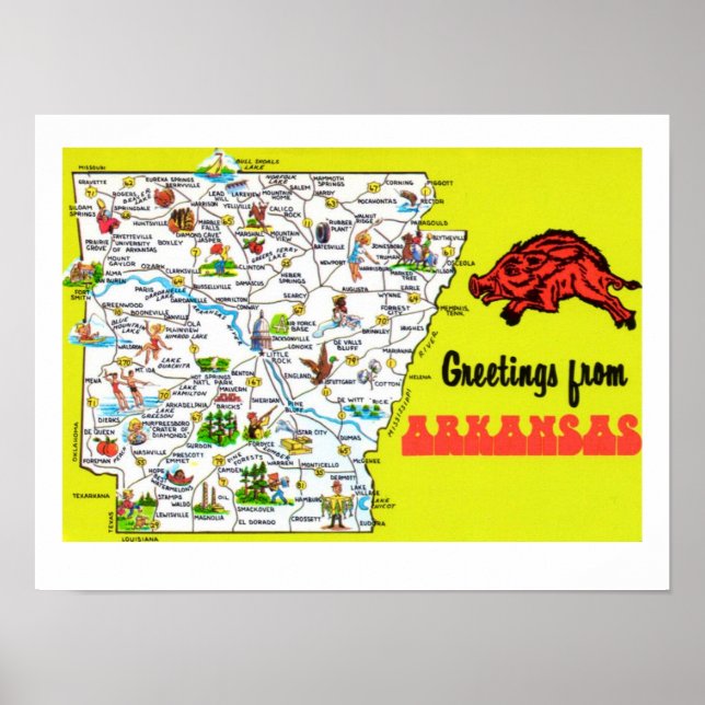Mapa de impressão de cartão postal colorido do Ark (Frente)