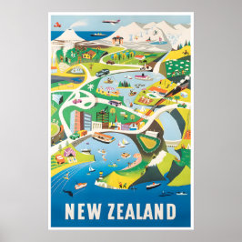 Mapa de impressão de viagem da Nova Zelândia Impre