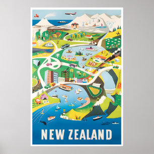 Mapa de impressão de viagem da Nova Zelândia Impre