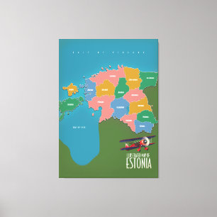 Mapa de impressão em tela de Estônia vintage estil