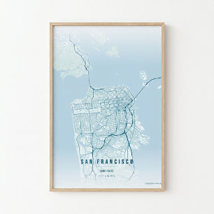 Mapa de Impressão Oceânica de São Francisco Poster