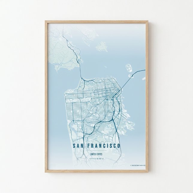 Mapa de Impressão Oceânica de São Francisco Poster (Criador carregado)