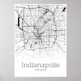 Mapa de Indianápolis - Indiana - Poster do Mapa de