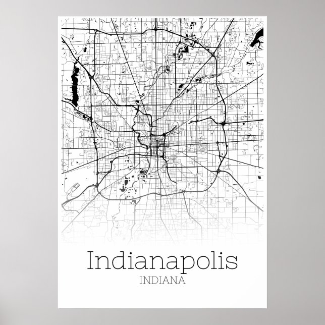 Mapa de Indianápolis - Indiana - Poster do Mapa de (Frente)