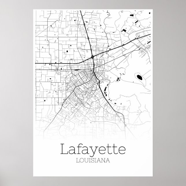 Mapa de Lafayette - Louisiana - Poster do Mapa da  (Frente)