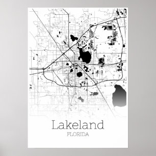 Mapa de Lakeland - Florida - poster do mapa da