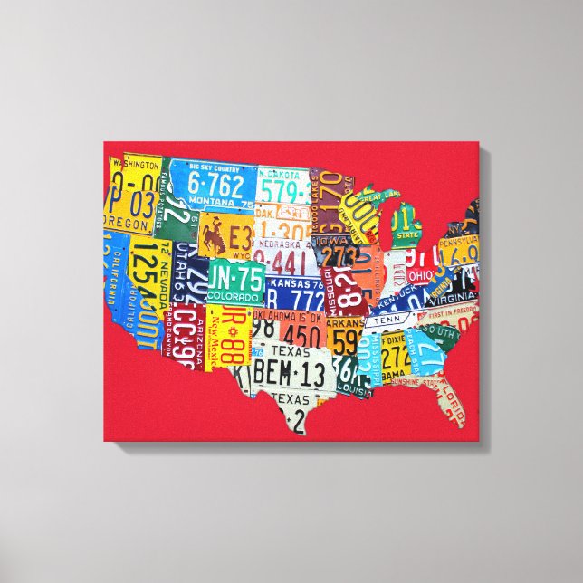 Mapa de Licença do Vermelho Canvas dos EUA (Frente)