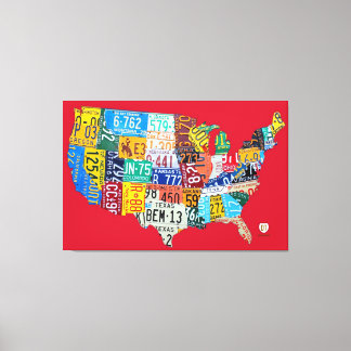 Mapa de Licença do Vermelho Canvas dos EUA