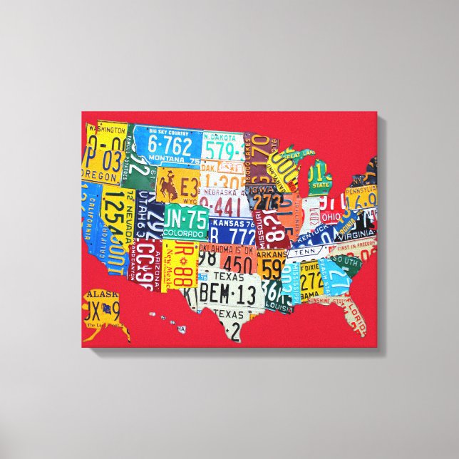 Mapa de Licença do Vermelho Canvas dos EUA (Frente)