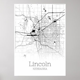 Mapa de Lincoln - Nebraska - poster do mapa da
