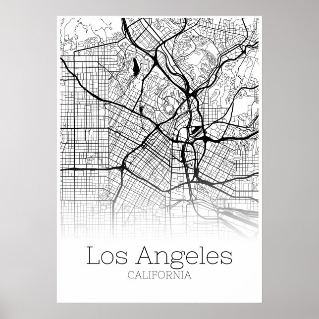 Mapa de Los Angeles - Califórnia CA - Poster do ma (Frente)