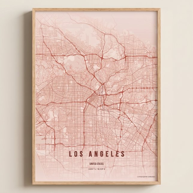 Mapa de Los Angeles LA Impressão Arte de Parede Po (Criador carregado)